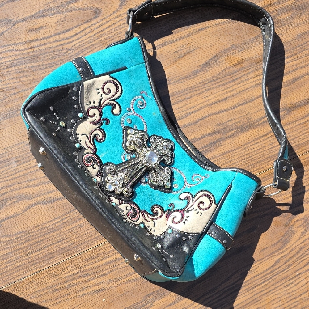 Stylish Turquoise and Black Women's Bag